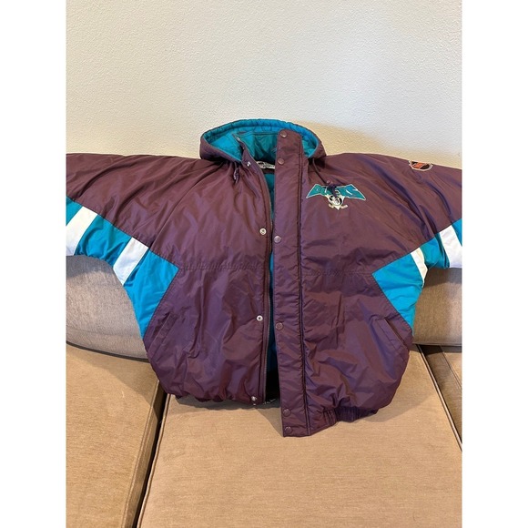 STARTER Other - Starter Mighty Ducks Jacket Mens XXL Purple Teal Excellent Vintage NHL Puffer